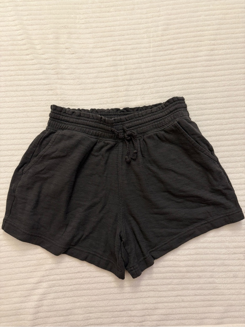 aerie Black Ribbed Drawstring Athletic Shorts